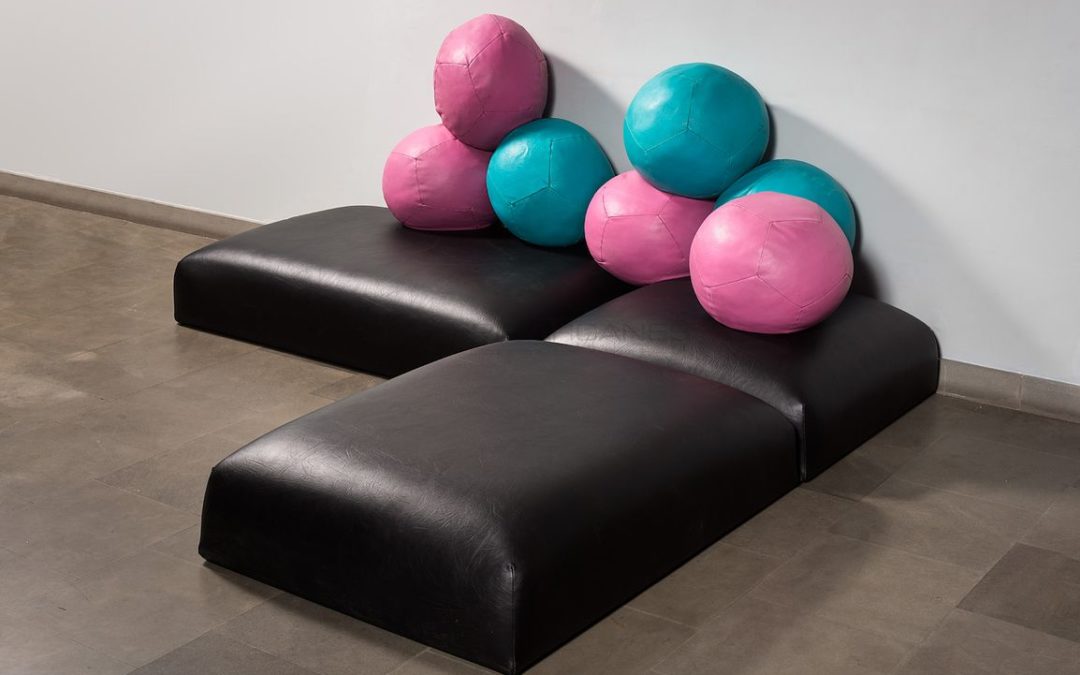 Banquette de skaï noir, circa 1972 | Ico Parisi