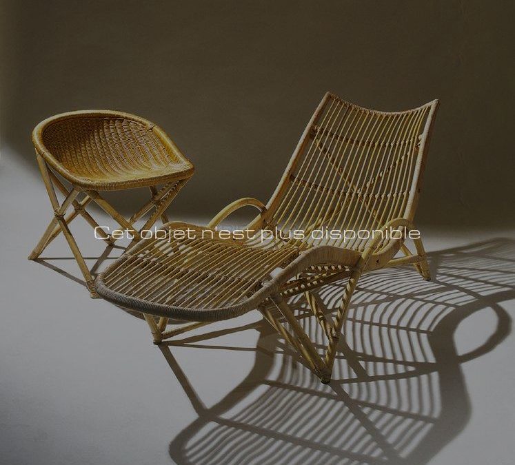 Chaise longue en rotin, circa 1959 | Louis Sognot