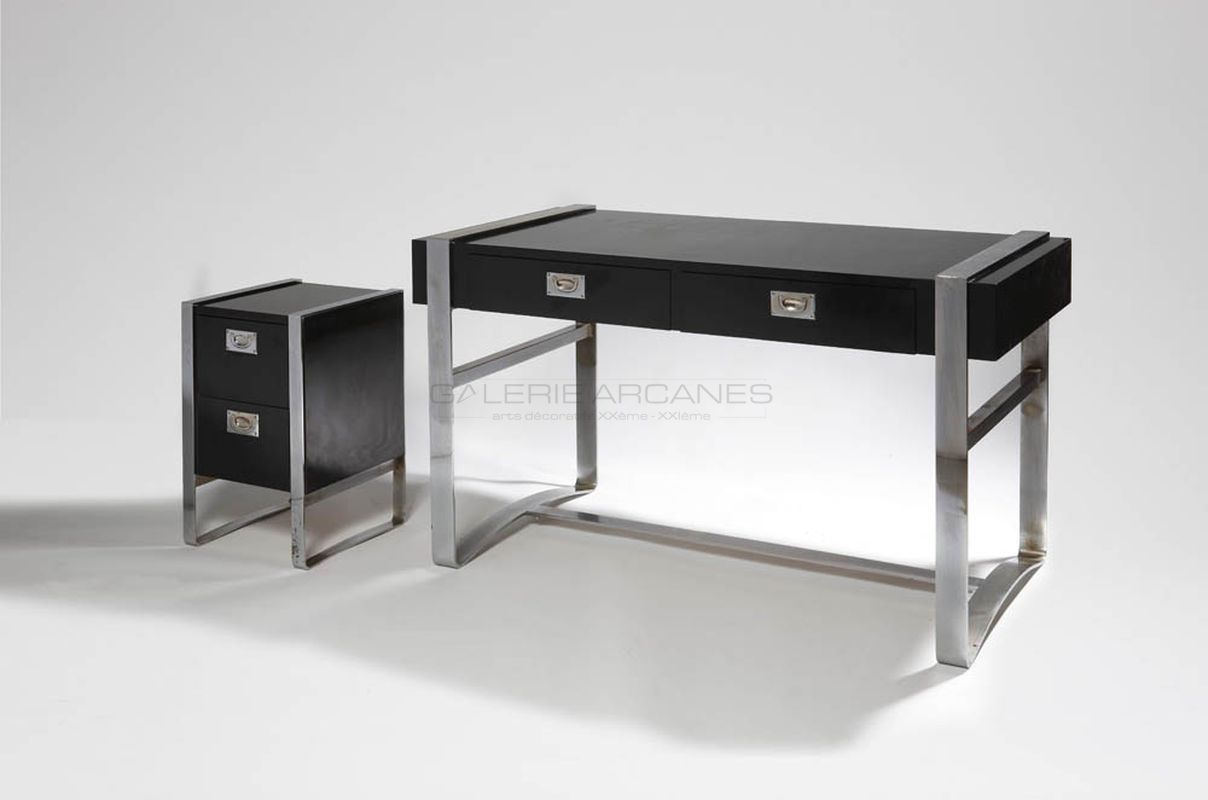 Quinet Jacques - Bureau mélaminé noir _ Galerie Arcanes l Arts Décoratifs XXe - Art Contemporain Paris