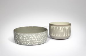 Ivory and grey bowl and basin, circa 2010 | Valérie Hermans