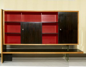 2006-05- Louis Sognot. Mobilier - Bibliothèque rouge_ Galerie Arcanes l Arts Décoratifs XXe - Art Contemporain Paris