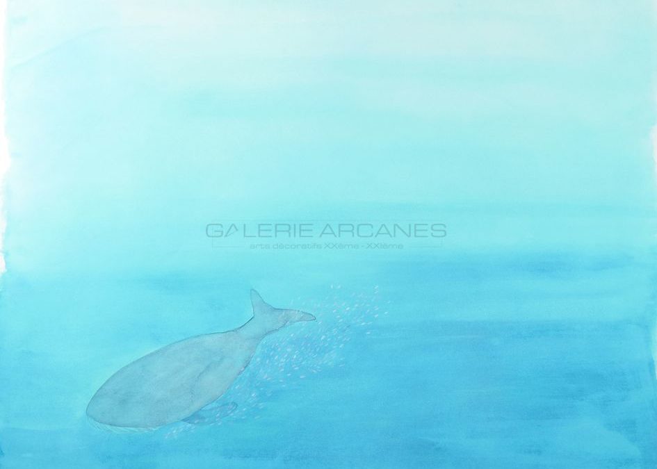 La Baleine bleue, aquarelle sur papier, 2020 | Clara Baum