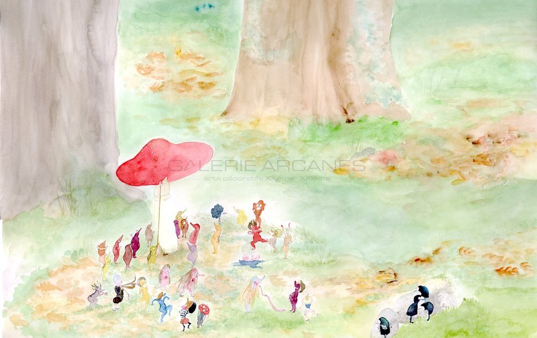 La fête de l’Amanite, aquarelle sur papier, 2020 | Clara Baum