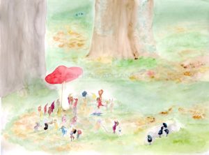 La fête de l’Amanite, aquarelle sur papier, 2020 | Clara Baum