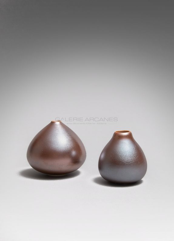 Hermans Valérie - Petits vases piriformes moirés bis_ Galerie Arcanes l Arts Décoratifs XXe - Art Contemporain Paris