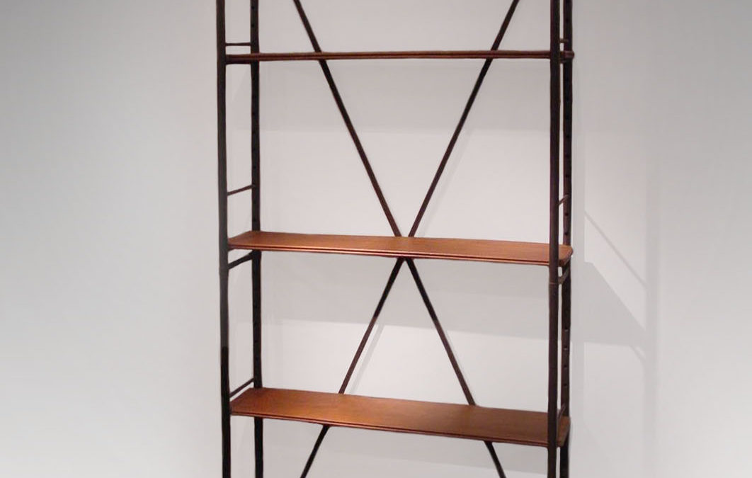 Bookcase, metal and mahogany, circa 1930-1940 | Etablissements Lerat