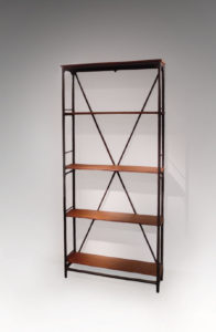 Bookcase, metal and mahogany, circa 1930-1940 | Etablissements Lerat