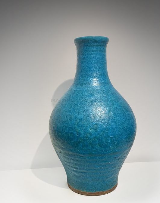 Haut vase balustre turquoise | Emile Lenoble