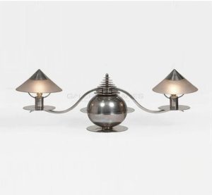 Lampe moderniste à deux bras de lumière, circa 1930 | Marc Erol et Charles Goetz