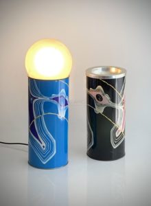 Tizio-Caio-Sempronio, lampe et vase sérigraphiés, circa 1967 | Archizoom